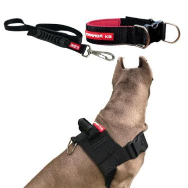 Imagem de Combo Coleira Peitoral  Guia  Coleira para Cachorro Tamanho Grande - C