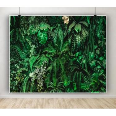 Imagem de Fundo fotográfico com folhas verdes 3 x 2,4 m, selva tropical, verde, paisagem de safári, natureza, pano de fundo para chá de bebê, casamento, festa de aniversário, banner, suprimentos