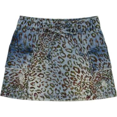 Imagem de Saia Juvenil Look Jeans c/ Bolsos Animal Print Jeans - UNICA - 10, Azu