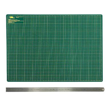 Imagem de Kit Base de Corte A3 Placa Apoio de Mesa 45x30 Régua de Metal inox 30c