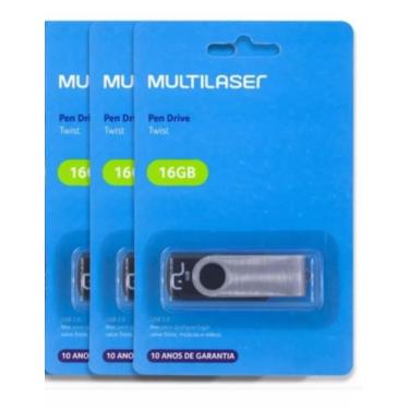 Imagem de Kit 3 Pendrive Multilaser Twist 16gb 2.0 Atacado