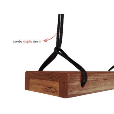 Imagem de Balanço de Madeira Infantil Adultos C/ Reforço e Corda Dupla - viva-la