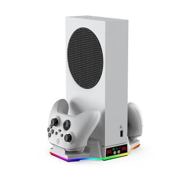 Imagem de DOBE - XBOX SERIES S Console Grip Charging Stand with Ambient Lighting, Compatible with Xbox One and Series S controllers, comes with a Power Cord and Battery Pack, White, TYX-3612