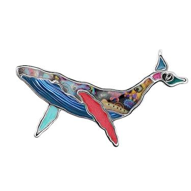 Imagem de DALANE Broche de baleia animal do oceano fofo de liga esmaltada para mulheres meninas broches de vida marinha cachecol joias de verão para festa na praia, férias, presentes de Natal, pingentes,