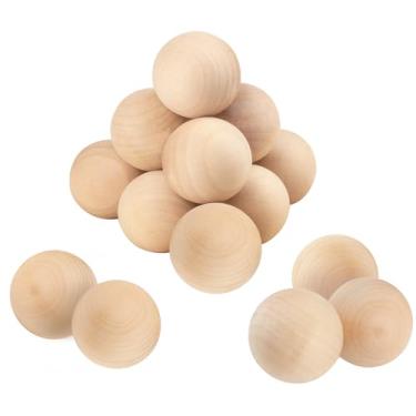 Imagem de GNIEMCKIN Pacote com 15 Bolas de Madeira Inacabadas de 2,36", Bola Redonda de Madeira, Bolas de Madeira Dura Redondas Naturais, Esferas de Madeira para Artesanato e Projetos e Decorações Diy