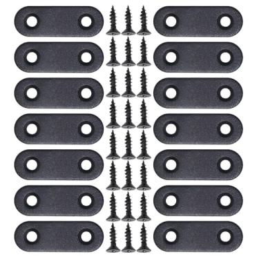Imagem de Bxian 12 peças de aço inoxidável preto, 5 x 1,6 cm, suportes retos para reparo de placa de conexão, bandeja laminada, fixações de divisória de ângulo reto para painéis de madeira de madeira, moldura