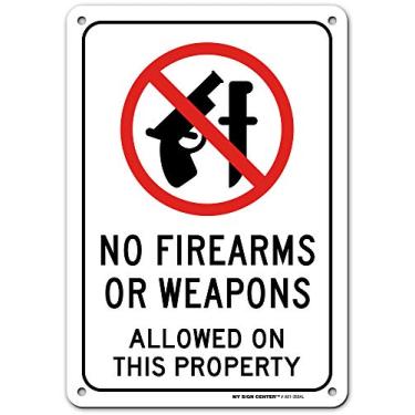 Imagem de Placa sem armas de fogo sem permissão nesta propriedade, 17,78 cm x 25,4 cm, alumínio 0,40, resistência ao desbotamento, uso interno/externo, feito nos EUA por My Sign Center