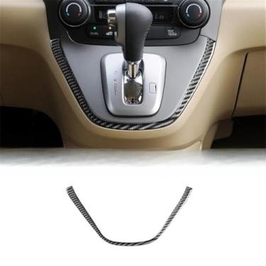 Imagem de IKUESM Compatível com Honda CRV 2007 2008 2009 2010 2011 Estilo de carro de fibra de carbono macio Painel de mudança de marcha de controle central do carro Guarnição da tampa da estrutura externa(Styl