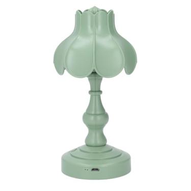 Imagem de Mini Abajur de Mesa Abajur de Cabeceira, Luz Protetora de Olhos LED para Quarto Flor Noite Recarregável Quarto Luz de Mesa retrô para Quarto, Estudo, Sala de Estar (GREEN)