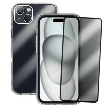 Imagem de Kit Proteção iPhone 15 Plus, Capinha Transparente Space + Película 3D Privacidade Anti Espião