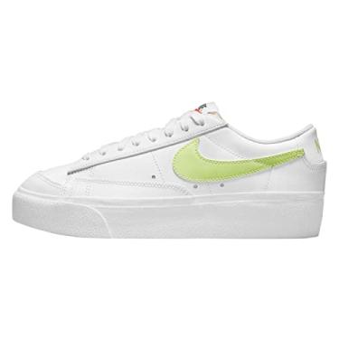 Imagem de Nike Blazer de plataforma baixa DJ0292-100 sapato casual feminino, Branco/Limão Claro/Branco, 7.5