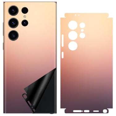 Imagem de SUKIDIOVQ Capa protetora de vidro para Samsung Galaxy S24 Ultra Skin Wrap Phone Gradient Color Vinyl Decal Glass Protector for Back Side Borders Camera Frame Not Phone Case S24u