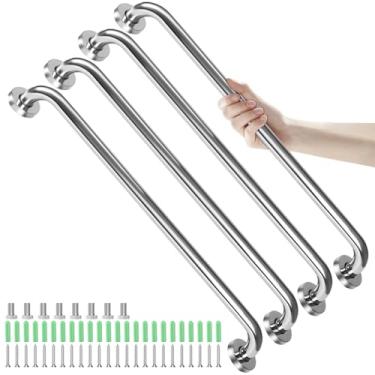 Imagem de Wulnar Kit 4 Barras de Apoio 60cm Aço Inoxidável Polido Barra de Apoio para Banheiro Idoso