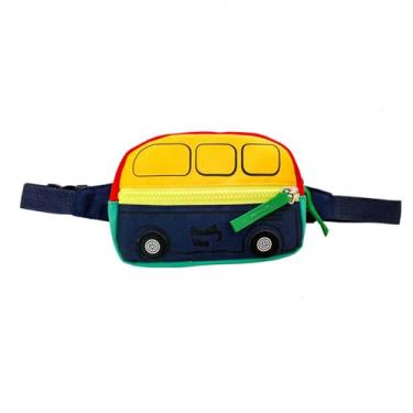 Imagem de Pochete infantil para meninos, bolsa transversal infantil, pochete para meninos, pochete infantil a granel, Amarelo, 4.7x6.7x2.4 inches, Ônibus escolar