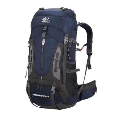 Imagem de Mochila Bless star Trilha Camping Caminhada Viagem Montanhismo Alpinismo Mochilão Grande Cargueira Trekking Masculina Feminina Com Capa de Chuva 60 Litros (Azul Marinho)