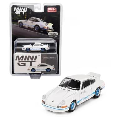 Imagem de Collectibles Diecast Model Car Compatible with Mini GT 1:64 Porsche 911 Carrera RS 2.7 Grand Prix White with Blue Livery Limited Edition MGT00715
