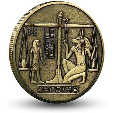 Imagem de Egypt Culture Dead Guide and Guardian Anubis Scales of Judgment Challenge Coin