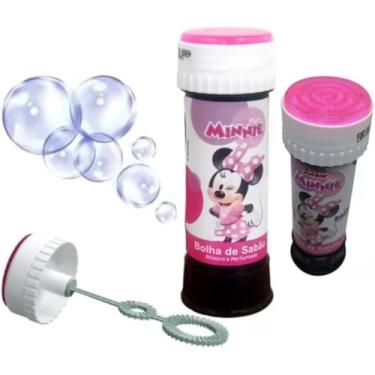 Imagem de Bolha de Sabão Minnie c/Joguinho na Tampa Brinquedo Infantil Divertido Refil 60ml