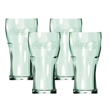 Imagem de Jogo 4 Copos Coca-Cola Contour Vidro Verde 470ml - Nadir