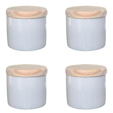 Imagem de Kit 4 Porta Treco / Condimentos / Mantimentos 200ml - Potes Porcelana 