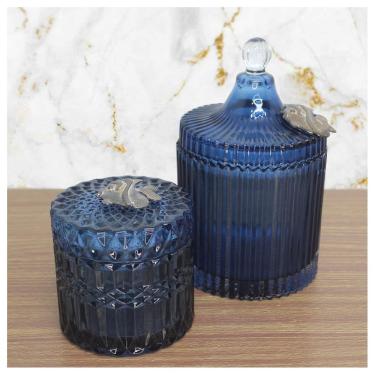 Imagem de Kit Banheiro Porta Algodão e Cotonete Vidro Com Detalhe De Metal