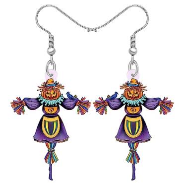 Imagem de DALANE Brincos pendentes de acrílico para o Dia das Bruxas, Abóbora, Espantalho, Fantasma, Joias da Moda para Mulheres e Meninas, Medium, Acrílico, Sem pedra preciosa