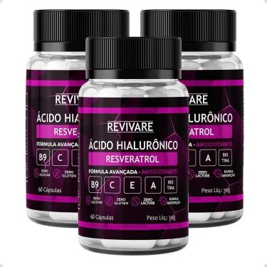 Imagem de Kit 3x Resveratrol Acido Hialurônico 60Caps-Unissex