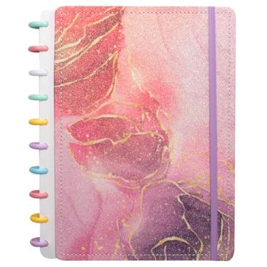 Imagem de Caderno Inteligente Espiral Disco Grande Luxo Personalizável Capa Dura (rosa-flor)