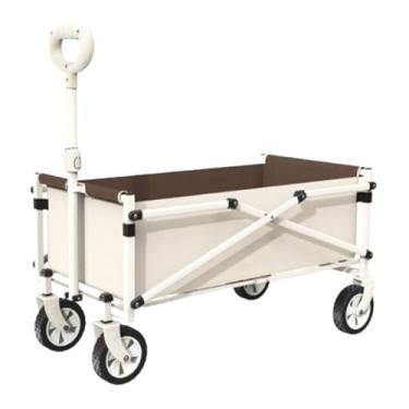 Imagem de carroça Carrinho de vagão com rodas dobrável utilitário carrinho de praia vagão para acampamento com alça ajustável grande capacidade dobrável