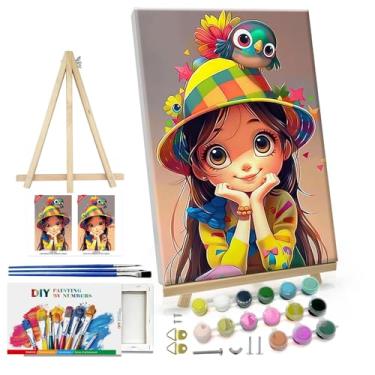 Imagem de ATDMS Kit de pintura por números para adultos com moldura de desenho animado por número com cavalete desenho animado personagem adulto kits de pintura por números em tela pintura por número com