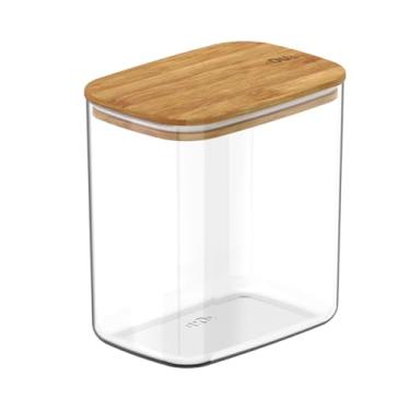 Imagem de Pote Hermético Tampa De Bambu 1,5L Porta Mantimentos Potes Para Alimentos Acrílico e Bambu (Sem Personalizar)