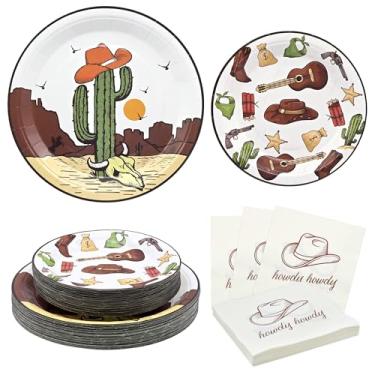 Imagem de RVXHUA 150Pcs Decorações Para Festa De Aniversário De Cowboy - Pratos E Guardanapos De Papel Com Tema De Faroeste Para 50 Convidados, Utensílios De Mesa Descartáveis Para O Oeste Selvagem, Chá De Be