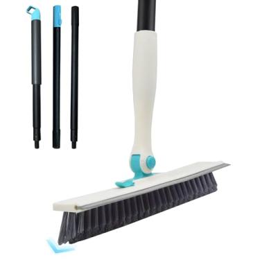 Imagem de Escova de argamassa com cabo longo em forma de V, escova de limpeza de cerdas rígidas para limpeza de banheiro, garagem, cozinha, parede, banheira, azulejo (1, branco)