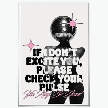 Imagem de Pôsteres vintage de bola de discoteca, arte de parede preto e branco, pinturas femininas sexy modernas para decoração de carrinho de bar, decoração de parede estética para quarto feminino, escritório,