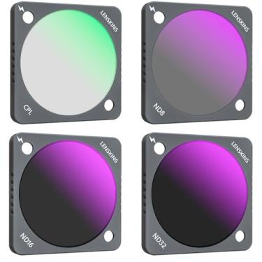 Imagem de LENSKINS Conjunto de filtros de lentes ND8 ND16 ND32 CPL para câmera DJI Action 2, design magnético QR, kits de filtro ND CPL, acessórios de proteção de lente para DJI Action 2 Vlogging Shooting