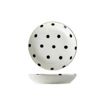 Imagem de Conjunto criativo de talheres de cerâmica de bolinhas, tigela de arroz doméstica prato dourado - prato de sopa de 20 cm