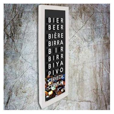 Imagem de Quadro Porta Tampinhas Slim Cerveja no mundo - Quadro Novo, Branco, 35
