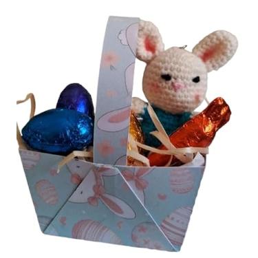 Imagem de Lembrancinha de Páscoa Cestinha com mini Ovinhos e Coelhinho (Azul céu, Coelhinho)