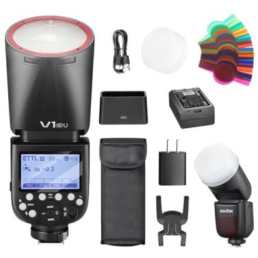 Imagem de Godox V1N V1 N Speedlite de cabeça redonda para Nikon TTL Hot Shoe Flash 2.4G X Wireless HSS 1/8000s 2980mAh bateria de lítio lâmpada de modelagem de LED com difusor tricolor para Nikon (versão dos