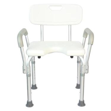 Imagem de Banqueta Cadeira para Banho Ajustável com Encosto e Braços  Conforto e