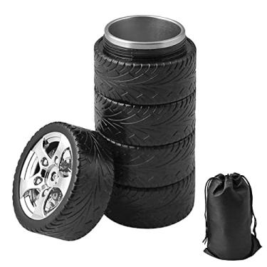 Imagem de KOBSAINF Tire Coffee Tea Mug Stainless Steel Interior Durable Cup Tire Styling Travel Coffee Thermos Cup,Personalized Attractive Mug Gift for Car Lover,11oz 320ml Black