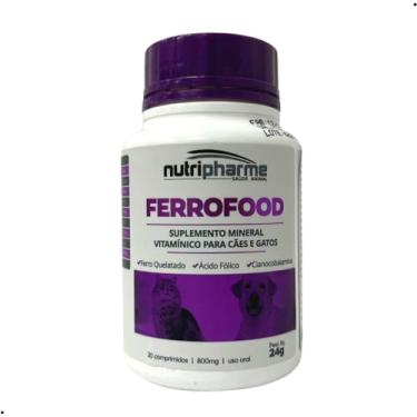 Imagem de Nutripharme Suplemento Vitamínico Mineral Ferrofood 800 Mg Para Cães E Gatos 30Cp