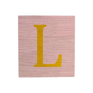 Imagem de Cubo Rosa Bebê Letra Amarela Festa Chá de Bebê Decoração 8x8x8 Cm Mdf 