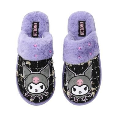 Imagem de Bioworld Kuromi Character & Strass Mules de tweed preto feminino, Personagem Kuromi e strass, P