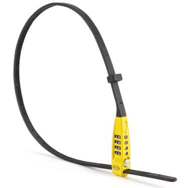 Imagem de CXWXC Fecho de amarrar com zíper - Cadeados de cabo combo de 4 dígitos para capacete, skate, esqui, snowboard, carrinho de bebê e armário - Ideal para segurança leve (amarelo, 70 cm)