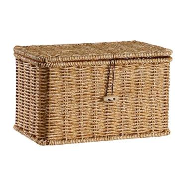 Imagem de Ioensy Cesto de armazenamento com tampa de armazenamento organizador decorativo retangular para de de de cozinha Gabinete do banheiro, 24cmx14cmx14cm