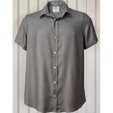 Imagem de Camisa Masculina Manga Curta Cinza Viscose Social - Upclow, Cinza, G