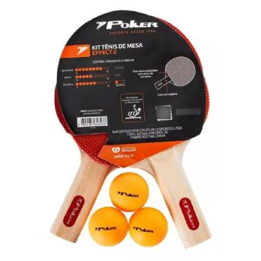 Imagem de Kit Tênis de Mesa Effect II 2 Raquetes e 3 Bolas - Poker