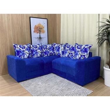 Imagem de Sofá Canto Azul floral 110/62 Belo - Alpoim