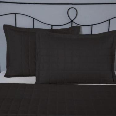 Imagem de Porta Travesseiro Matelado Com Abas 70x50cm Relevo Quadriculado - 2 Pe